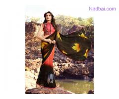 Buy Printed Multicolor Saree with Blouse at Mirraw